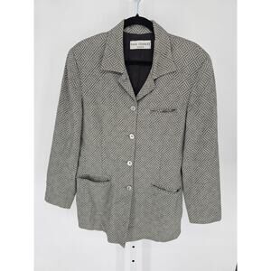 Vintage Paul Stanley Womens Sz L Suit Blazer Jacket Gray Geometric